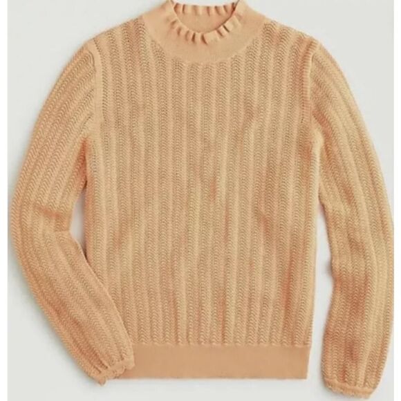 J. Crew Pointelle Ruffle Mockneck Sweater Sz. S - Picture 1 of 5